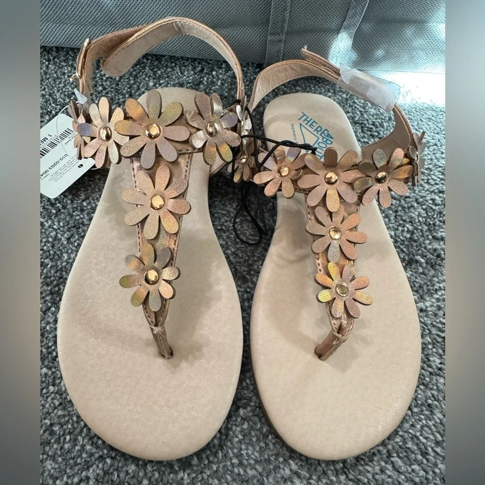 ThereAbouts Kids Floral Sandals - Rose Gold Size 4